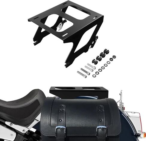 TCT-MOTORPARTS Black Detachable Solo Mount Rack Fit for Harley Softail Deluxe Heritage Classic Street Bob Standard FLDE, FLHC, FLHCS, FLSL, FXBB 2018-2025 in Saudi Arabia