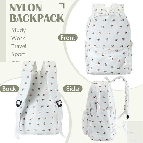 Cunno School Backpack for Teen Girls Boys Kids Cute Nylon Bookbag Waterproof Preppy Backpack Travel Laptop Bag for Students(Pink,Simple Style) in Saudi Arabia