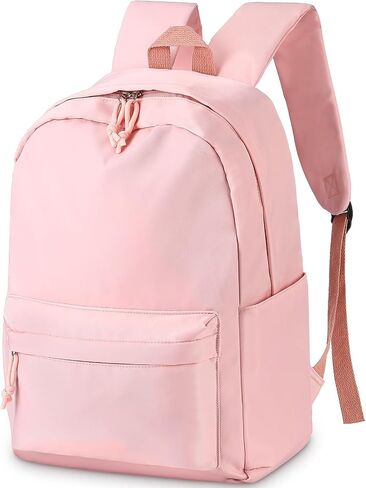 Cunno School Backpack for Teen Girls Boys Kids Cute Nylon Bookbag Waterproof Preppy Backpack Travel Laptop Bag for Students(Pink,Simple Style) in Saudi Arabia