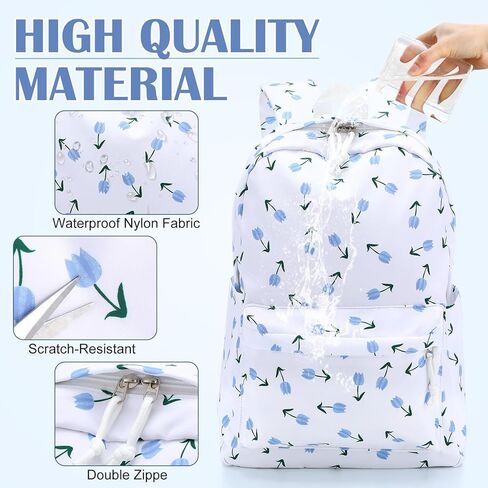 حقيبة ظهر للمدرسة Cunno for Teen Girls Boys Kids Cute Nylon Bookbag Preppy Backpack Backpack Propack Bag Bag Lage للطلاب (الأسلوب الوردي ، البسيط) in Saudi Arabia