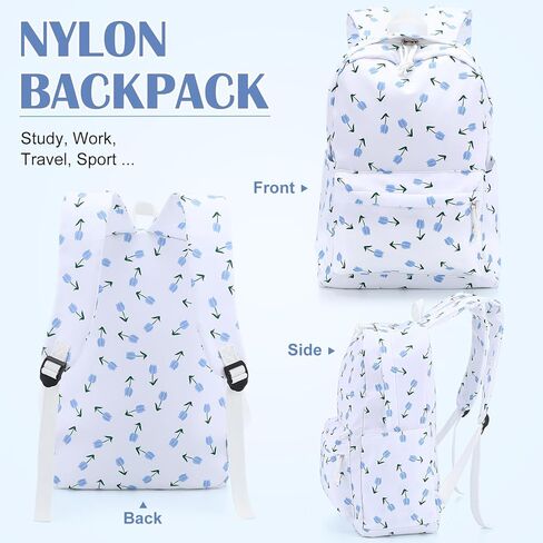 حقيبة ظهر للمدرسة Cunno for Teen Girls Boys Kids Cute Nylon Bookbag Preppy Backpack Backpack Propack Bag Bag Lage للطلاب (الأسلوب الوردي ، البسيط) in Saudi Arabia