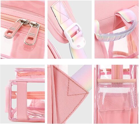 Clear Backpack for School Heavy Duty PVC Transparent Bag See Through Bookbag for Stadium Approved Women Girls(Cute, Turquoise) in Kuwait