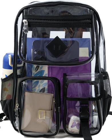 Clear Backpack for School Heavy Duty PVC Transparent Bag See Through Bookbag for Stadium Approved Women Girls(Cute, Turquoise) in Kuwait