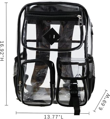 Clear Backpack for School Heavy Duty PVC Transparent Bag See Through Bookbag for Stadium Approved Women Girls(Cute, Turquoise) in Kuwait