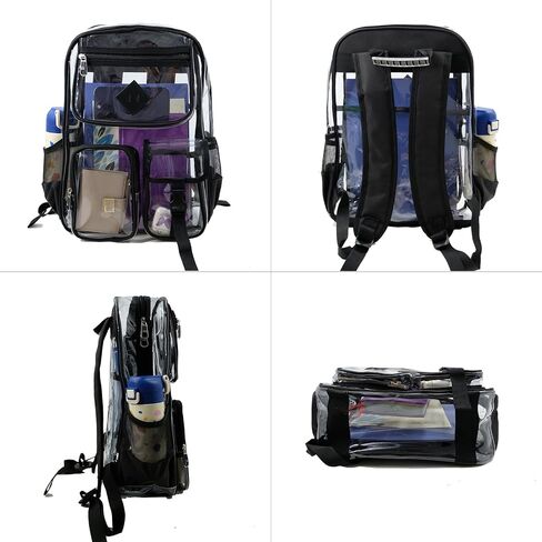 Clear Backpack for School Heavy Duty PVC Transparent Bag See Through Bookbag for Stadium Approved Women Girls(Cute, Turquoise) in Kuwait