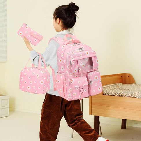حقائب الظهر في مدرسة ليوبارد للمراهقين الفتيات ، 3pcs ثلاجة على ظهرها مع حقيبة قلم رصاص معزول لصندوق الغداء للأطفال in Kuwait