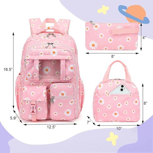 حقائب الظهر في مدرسة ليوبارد للمراهقين الفتيات ، 3pcs ثلاجة على ظهرها مع حقيبة قلم رصاص معزول لصندوق الغداء للأطفال in Kuwait