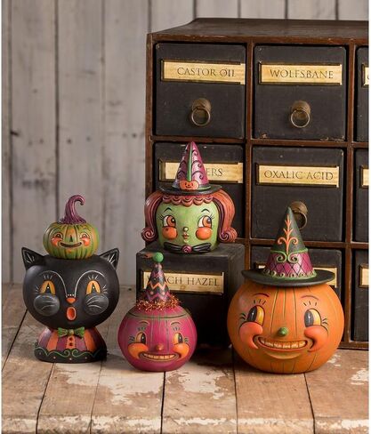 Bethany Lowe Halloween Duo Black Jack and Kinny Green Container, Resin, JP3026 in Saudi Arabia
