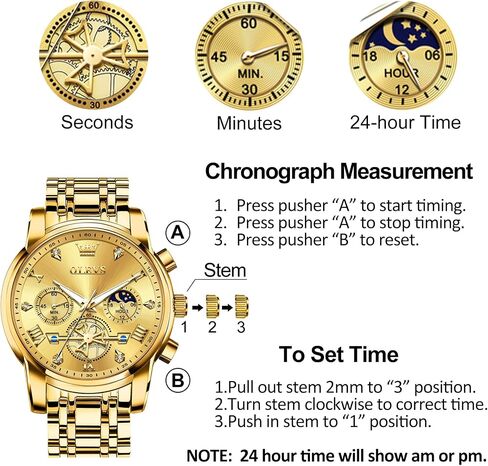 OLEVS Men's Stainless Steel Chronograph Watch, Large Face Easy to Read Roman Numerals Diamond Accented Analog Dress Watches for Men, Elegant Waterproof Luminous Male Quartz Wristwatch in Saudi Arabia