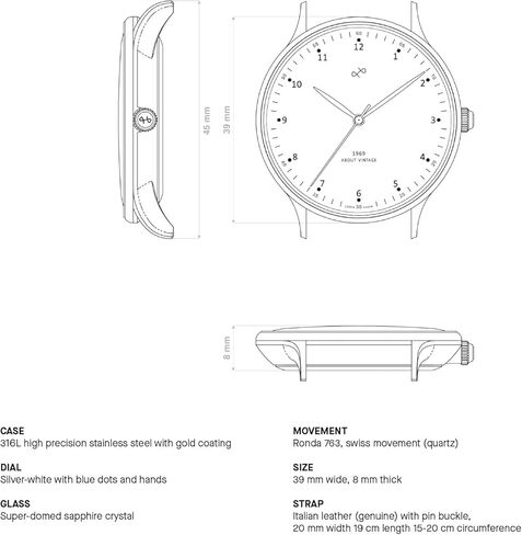 1969 Fress Watch ، حركة الكوارتز السويسرية ، (الصلب/الأبيض ، 39 ملم) in Saudi Arabia
