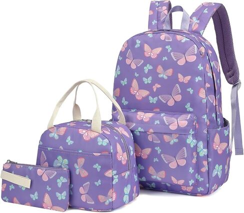 3in1 School Backpacks for Girls, kids Bookbag Set with Lunch Box and Pencil Case Laptop Backpack for Women, Elementary Middle School Bags (Pink Stripe Flamingo) in Saudi Arabia