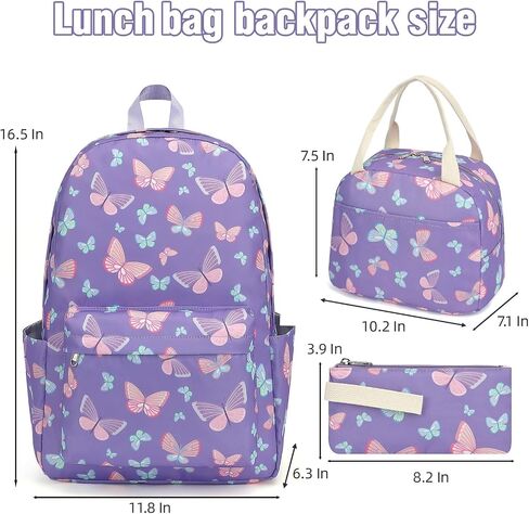 3in1 School Backpacks for Girls, kids Bookbag Set with Lunch Box and Pencil Case Laptop Backpack for Women, Elementary Middle School Bags (Pink Stripe Flamingo) in Saudi Arabia
