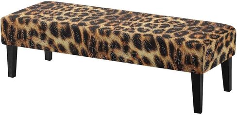 Dining Bench Covers,Leopard Print Elastic Chair Covers,Soft Stretch Dining Bench Cover for Dining Room Living Room Home Party,Easy to Install in Kuwait