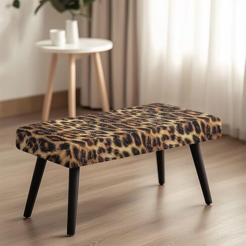 Dining Bench Covers,Leopard Print Elastic Chair Covers,Soft Stretch Dining Bench Cover for Dining Room Living Room Home Party,Easy to Install in Kuwait