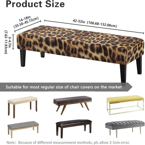 Dining Bench Covers,Leopard Print Elastic Chair Covers,Soft Stretch Dining Bench Cover for Dining Room Living Room Home Party,Easy to Install in Kuwait