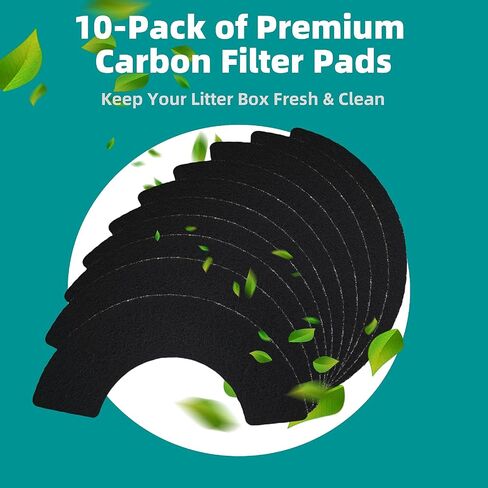 9 Pcs Charcoal Filters Compatible with Cat Litter Box 3.6 x 10Inch, Replacement Activated Carbon Premium Odor Filters, Black in Kuwait