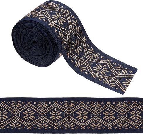 GorgeCraft 1.5 بوصة خمر Jacquard الشريط العرقي الأسلوب التطريز شرائط البوليستر النمط rombus النسيج تقليم لخياطة الحرف اليه in Kuwait