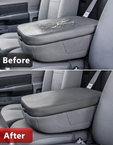 KBH Center Console Armrest Cover for Dodge Ram 2002 2003 2004 2005 2006 2007 2008, Jump Seat, Vinyl Leather Trim, Middle Console Protective Cover w/Velcro, Anti-Scratch, Black in Saudi Arabia