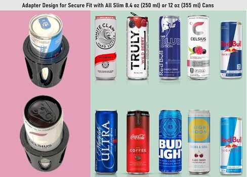 2 in 1 Slim Can Cup Holder Adapter Adjustable Fit 8.4 oz / 12 oz Cans Snug Fit Adapter Sleeve Universal Car Cup Holder Insert for Energy Drinks, Seltzers Anti-Spill, Secure Fit for Cars, Boats, RV in Kuwait