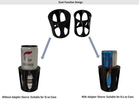 2 in 1 Slim Can Cup Holder Adapter Adjustable Fit 8.4 oz / 12 oz Cans Snug Fit Adapter Sleeve Universal Car Cup Holder Insert for Energy Drinks, Seltzers Anti-Spill, Secure Fit for Cars, Boats, RV in Kuwait