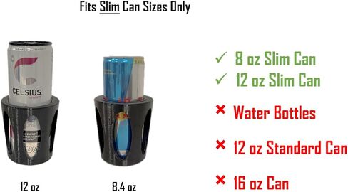 2 in 1 Slim Can Cup Holder Adapter Adjustable Fit 8.4 oz / 12 oz Cans Snug Fit Adapter Sleeve Universal Car Cup Holder Insert for Energy Drinks, Seltzers Anti-Spill, Secure Fit for Cars, Boats, RV in Kuwait