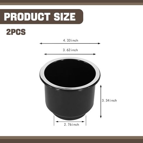 2 PCS Car Cuc Holder ، حاملي أكواب القوارب ذات السعة الكبيرة من البلاستيك ، وملحقات استبدال حامل كأس Universal ، مناسبة لقاعدة Cup 3.74 "إلى 4.1" (أسود) in Saudi Arabia