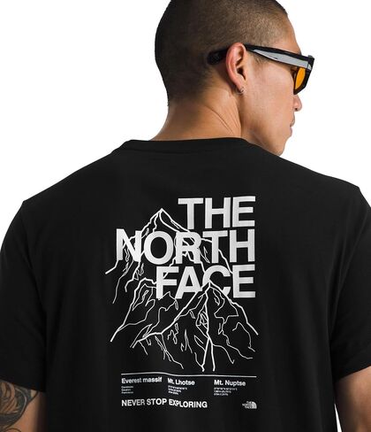 The North Face Men Evolution Half Dome Mtn Short Tee | قميص القطن مع تصميم جرافيك ، وضع في الأكمام ، طوق مضلع in Saudi Arabia