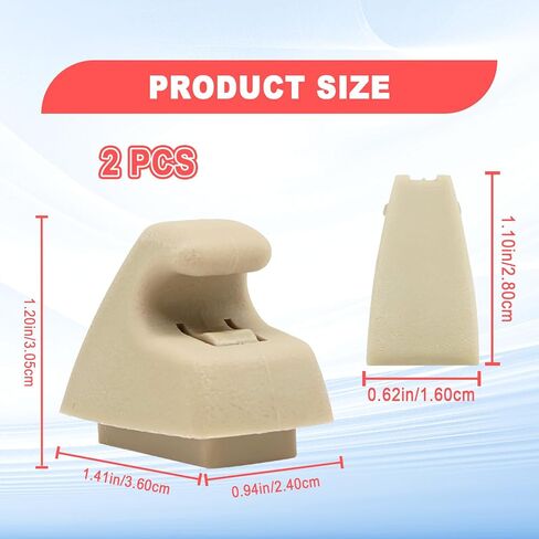 2PCS Interior Sun Visor Hook Clips, Sun Visor Support Clips Compatible with 2007-2013 Chevy Tahoe Silverado 1500, GMC Yukon Sierra 1500 Replacement # 15882854, Sunvisor Retainer Clips, Gray in Kuwait