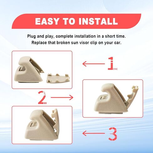 2PCS Interior Sun Visor Hook Clips, Sun Visor Support Clips Compatible with 2007-2013 Chevy Tahoe Silverado 1500, GMC Yukon Sierra 1500 Replacement # 15882854, Sunvisor Retainer Clips, Gray in Kuwait