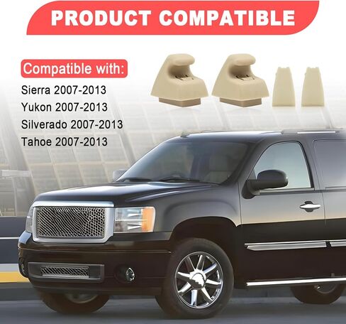 2PCS Interior Sun Visor Hook Clips, Sun Visor Support Clips Compatible with 2007-2013 Chevy Tahoe Silverado 1500, GMC Yukon Sierra 1500 Replacement # 15882854, Sunvisor Retainer Clips, Gray in Kuwait