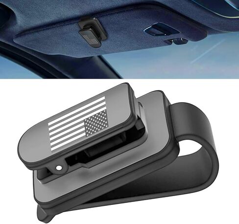 Sunglass Holder for Car Visor, American Flag Visor Sunglasses Holder Clip, Multi-Function Metal Eyeglass Hanger and Ticket Card Clips, Auto Interior Accessories, Universal for Sedan, SUV in Saudi Arabia