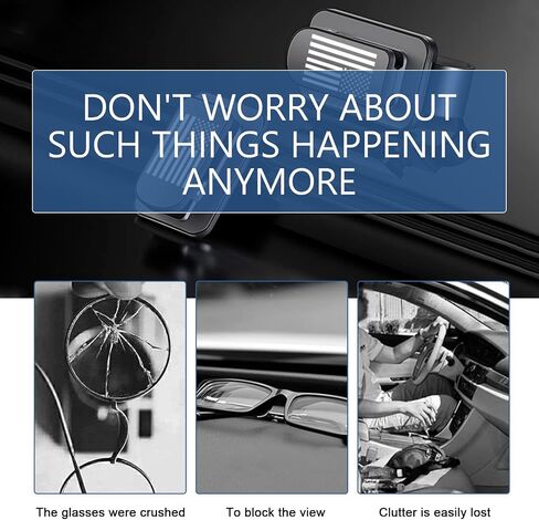 Sunglass Holder for Car Visor, American Flag Visor Sunglasses Holder Clip, Multi-Function Metal Eyeglass Hanger and Ticket Card Clips, Auto Interior Accessories, Universal for Sedan, SUV in Saudi Arabia