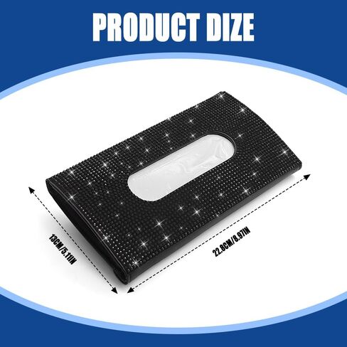 Bling Car Sun Visor Tissue Box Holder, Visor Accessories, Rhinestone PU Leather Crystal Sparkling Napkin Holder, Auto Sun Visor Paper Towel Cover Case Accessories for Most Cars (Green) in Saudi Arabia