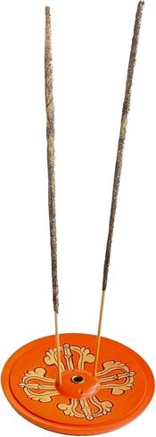 Wood Incense Holder Dorje (Vajra) Design | Handmade Handpainted Eco-Friendly Wood Incense Burner Ash Catcher | Home Décor Housewarming Gift | Stand Holds 4 Regular and 1 Tibetan Sticks in Kuwait