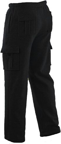 Mens Long Cargo Pants Sweatpants Truck Fleece Lined with Elastic Waistband, Fleeced Cargo Pants S-XXL in Saudi Arabia