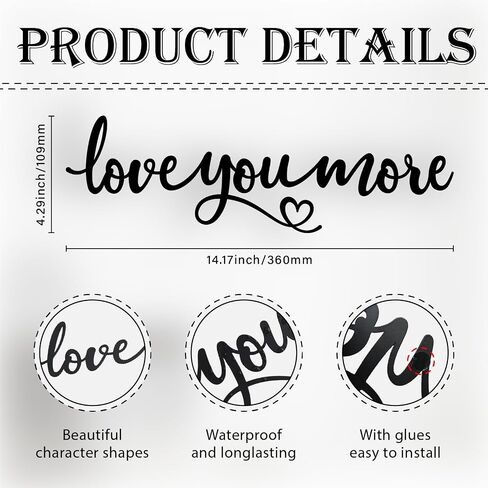 Zzbakress Love You More Wall Art Black Metal Wall Art Decor Metal Letters Love Wall Decor Valentine Gifts Love You More Gifts Love Signs for Home Decor Valentine Decorations (Vivid) in Saudi Arabia