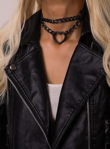 SACINA GOTH HEART TWALAR و PUNK PUNK BRAT LETTER CONOKERS ، قلادة جلدية أسود ، قلادة شرير القوطي in Saudi Arabia