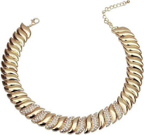 Chunky Chain Link Crystal Choker Necklace for Women Party Prom Accessories in Saudi Arabia