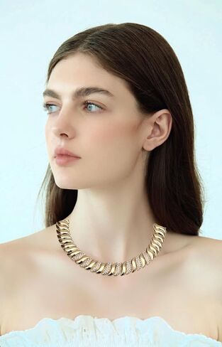 Chunky Chain Link Crystal Choker Necklace for Women Party Prom Accessories in Saudi Arabia