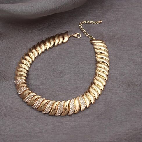 Chunky Chain Link Crystal Choker Necklace for Women Party Prom Accessories in Saudi Arabia