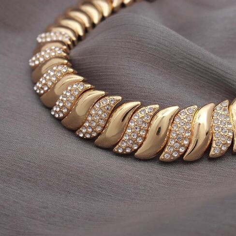 Chunky Chain Link Crystal Choker Necklace for Women Party Prom Accessories in Saudi Arabia