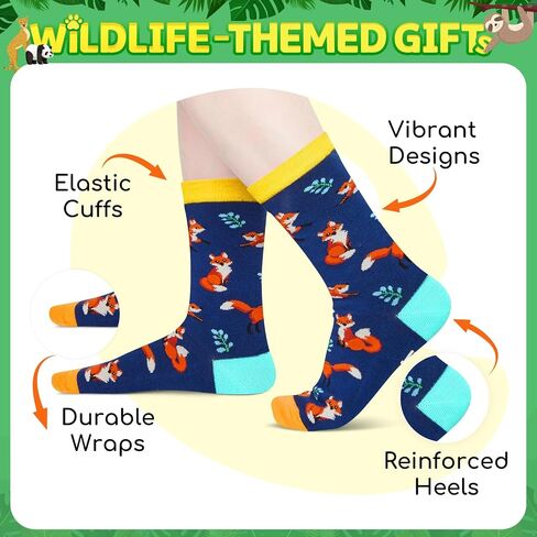 HAPPYPOP Funny Socks for Men Women - Sloth Gifts, Fox Socks, Stocking Stuffers for Teen Girls Boys in Saudi Arabia