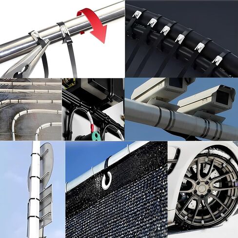 ربطات عنق معدنية بسحاب من Deecam، 2000 قطعة مقاس 11.8 بوصة من الفولاذ المقاوم للصدأ شديدة التحمل مناسبة لتغليف العادم، وربط الكابلات، والأنابيب، وإصلاح الحديقة، والسياج الثابت والمظلة in Kuwait