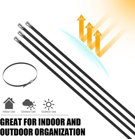 ربطات عنق معدنية بسحاب من Deecam، 2000 قطعة مقاس 11.8 بوصة من الفولاذ المقاوم للصدأ شديدة التحمل مناسبة لتغليف العادم، وربط الكابلات، والأنابيب، وإصلاح الحديقة، والسياج الثابت والمظلة in Kuwait