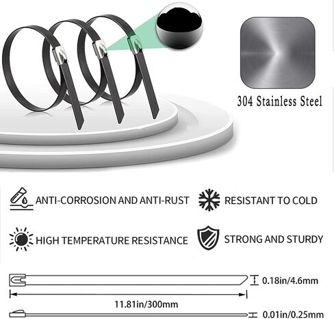 ربطات عنق معدنية بسحاب من Deecam، 2000 قطعة مقاس 11.8 بوصة من الفولاذ المقاوم للصدأ شديدة التحمل مناسبة لتغليف العادم، وربط الكابلات، والأنابيب، وإصلاح الحديقة، والسياج الثابت والمظلة in Kuwait