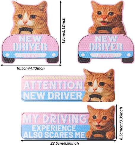 4pcs cat مغناطيس سيارة سائق جديدة ، كرتون مضحك عاكس السائق المغناطيس قابلة لإعادة الاستخدام للمغنطة لعلامات السلامة المصد للسيارة in Saudi Arabia