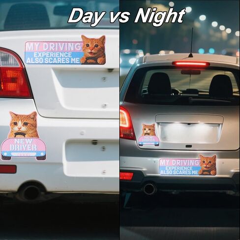 4pcs cat مغناطيس سيارة سائق جديدة ، كرتون مضحك عاكس السائق المغناطيس قابلة لإعادة الاستخدام للمغنطة لعلامات السلامة المصد للسيارة in Saudi Arabia