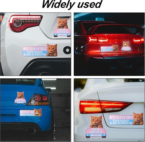 4pcs cat مغناطيس سيارة سائق جديدة ، كرتون مضحك عاكس السائق المغناطيس قابلة لإعادة الاستخدام للمغنطة لعلامات السلامة المصد للسيارة in Saudi Arabia