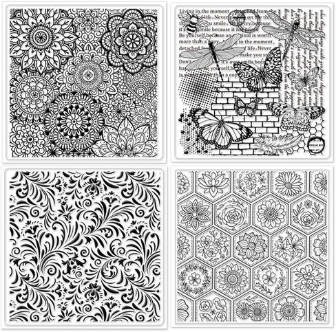 chgcraft 4 pcs 4 أنماط زهور البوليمرات البوليمرية ملصقات الطين صفائح الفطر على السيليكون ملمس ختم أوراق طلاء ملصق ملصق ملصق النمط النمطية لصنع الأقراط اليهود ، 5.5x5.5 بوصة in Saudi Arabia