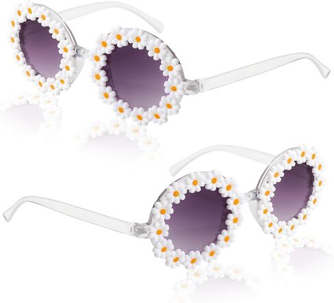 Semato 2 PCS Flower Girl نظارة شمسية جولة Daisy Flower على شكل نظارة شمسية UV 400 حماية في الهواء الطلق شاطئ النظارات in Saudi Arabia